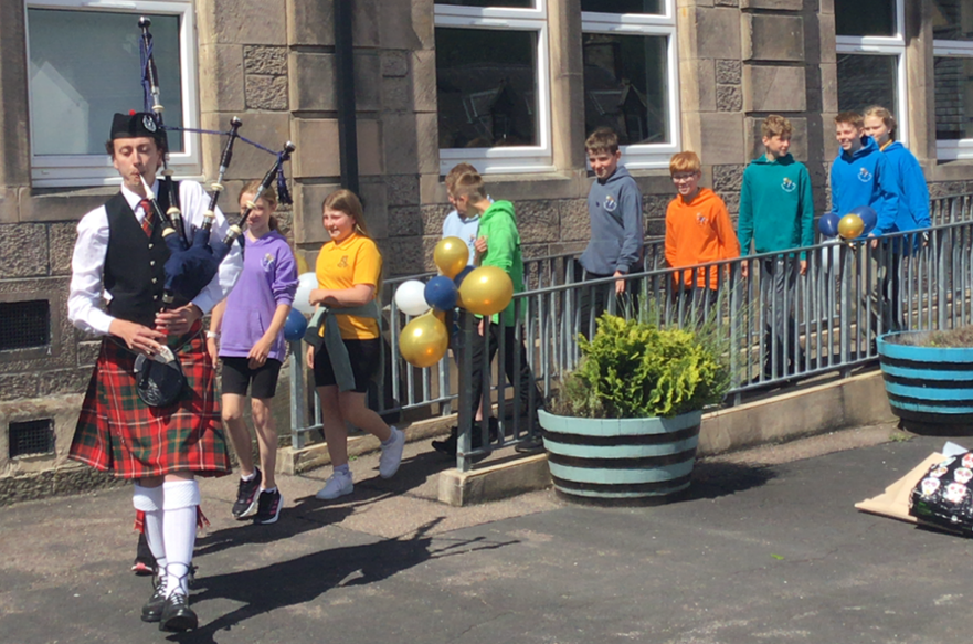 1. Piper Leading the P7s From School 1